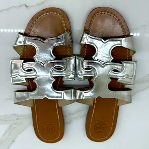 Tory Burch Silver Slides/Sandals Size 8
